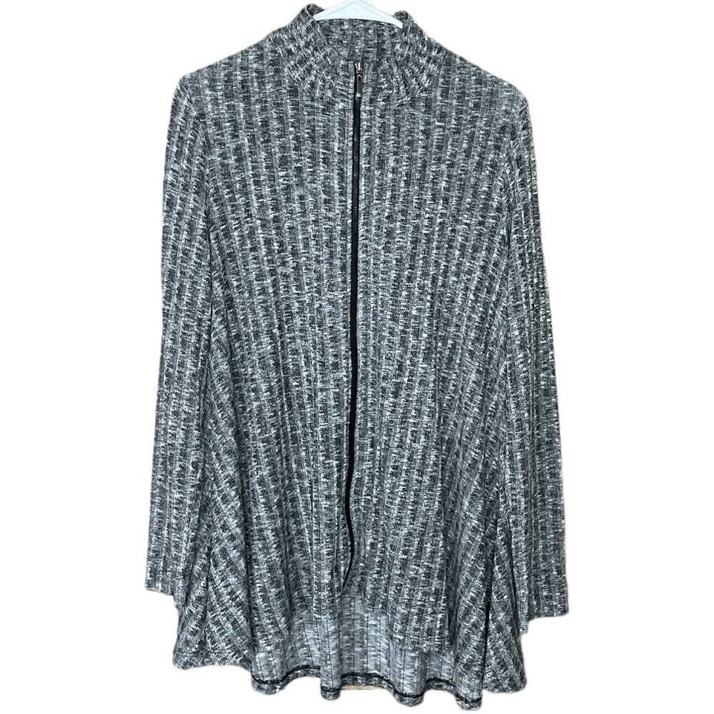John Mark Cardigan Sweater Full Zip Long Sleeve Marled Gray Size Medium